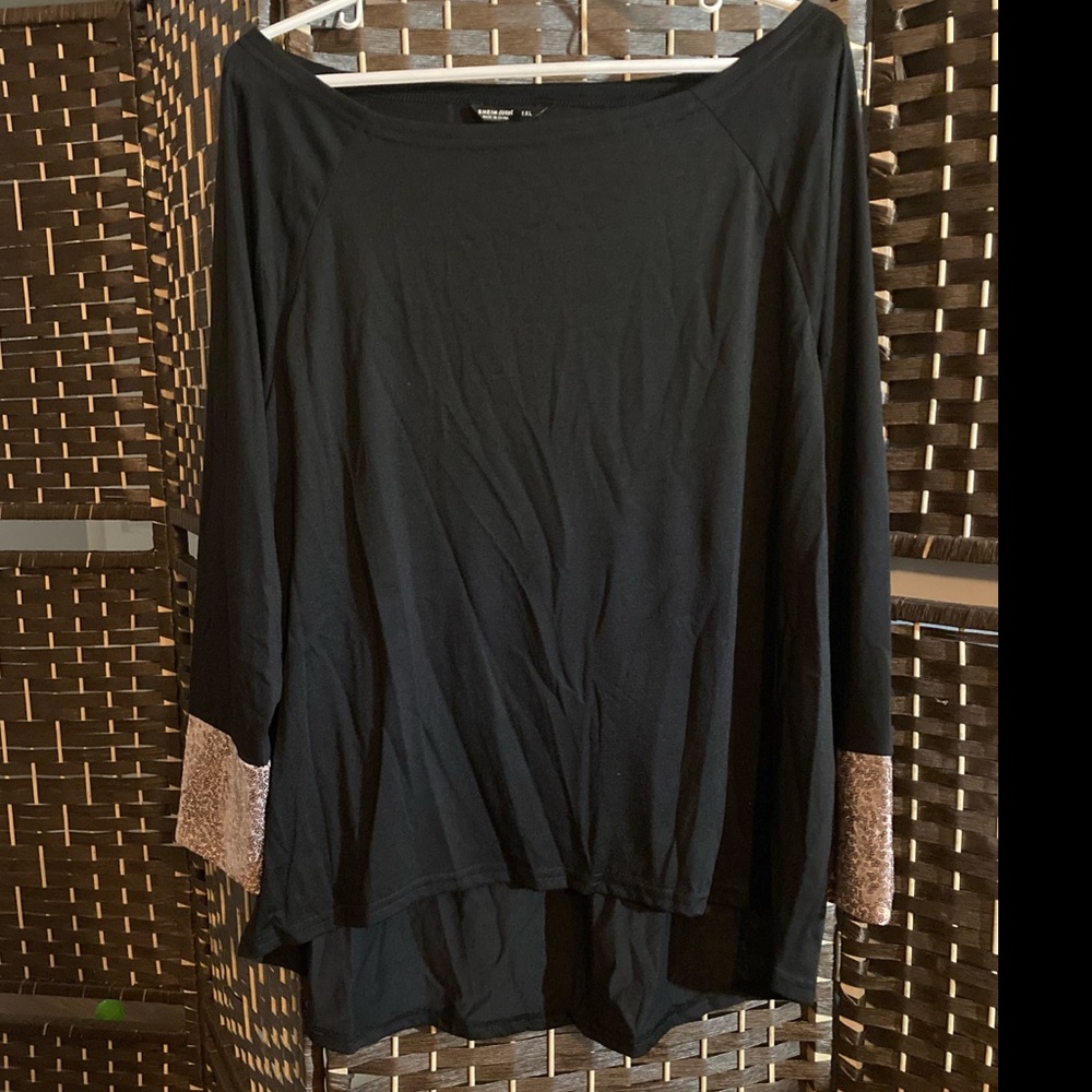 SHEIN High low Tunic Top with gold sequin cuffs